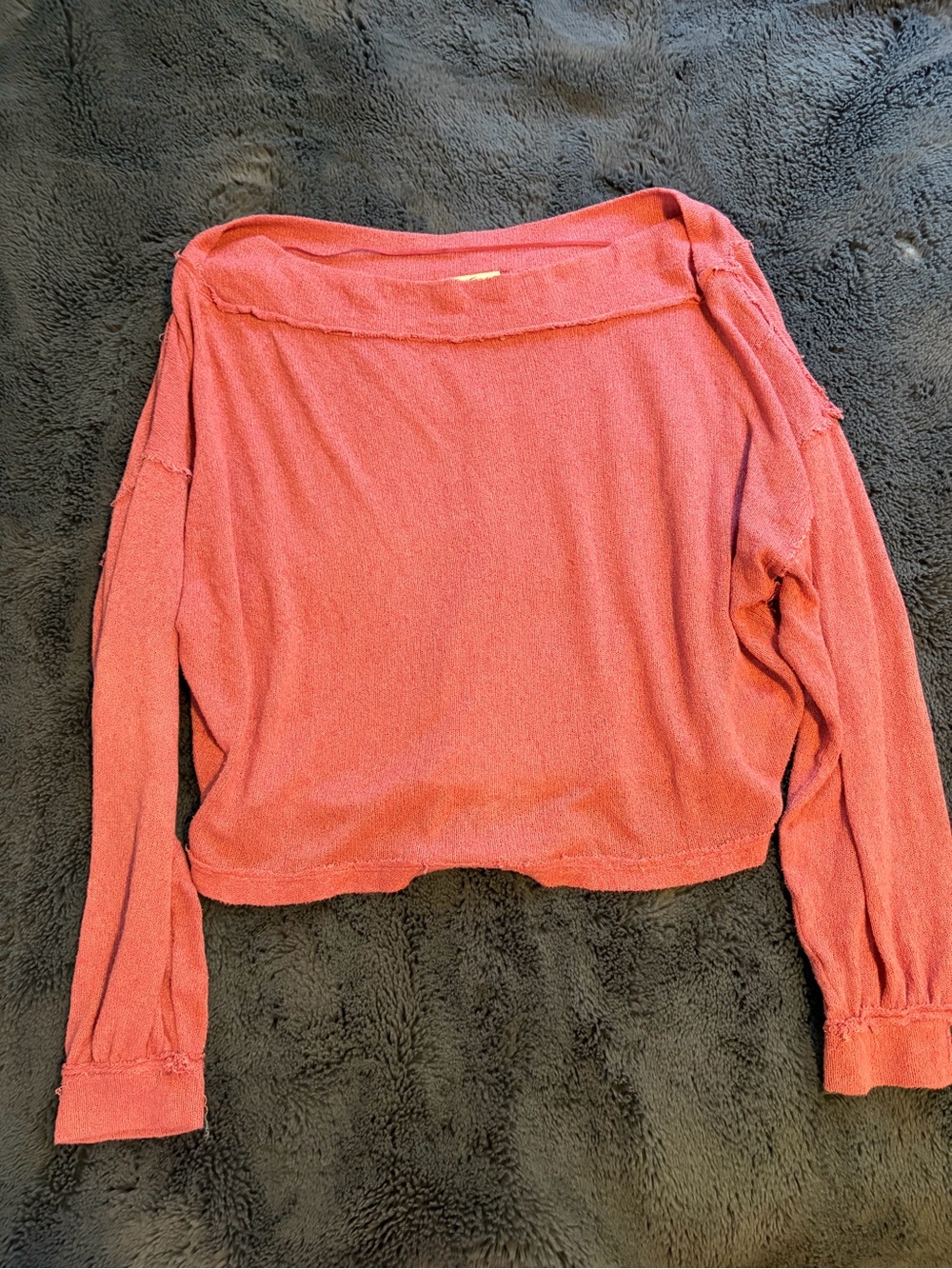 We The Free Relaxed Off-the-Shoulder Coral Sweater Top